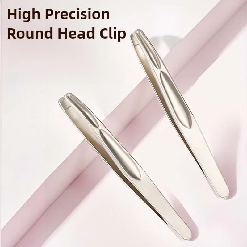 Stainless Steel Eyebrow Clips for Precision Beard and Mustache Trimming Gentle on Light Beige Round Head Tweezers Christmas Gift