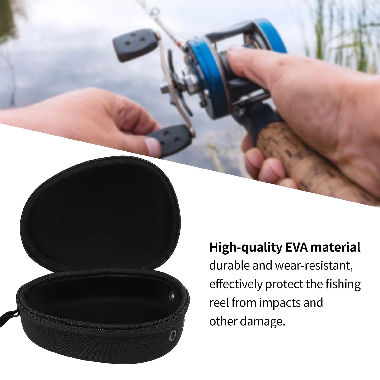 Borsa per Mulinello da Pesca, Custodia Protettiva a Goccia in EVA per Mulinello da Pesca, Borsa Porta Attrezzatura da Pesca per Mulinello a Tamburo da Spinning