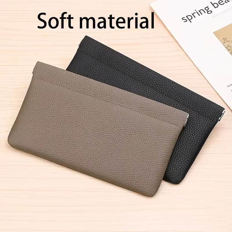 Storage Bag PU Leather For Long Wallet Passport Driver's License Document Holder Data Cable Cosmetic Bag For Women And Men