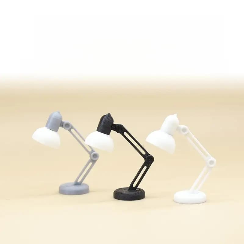 Simulation Mini Bedside Table Lamp Furniture Decor Model, 1:12 Dollhouse Mini Desk Lamp