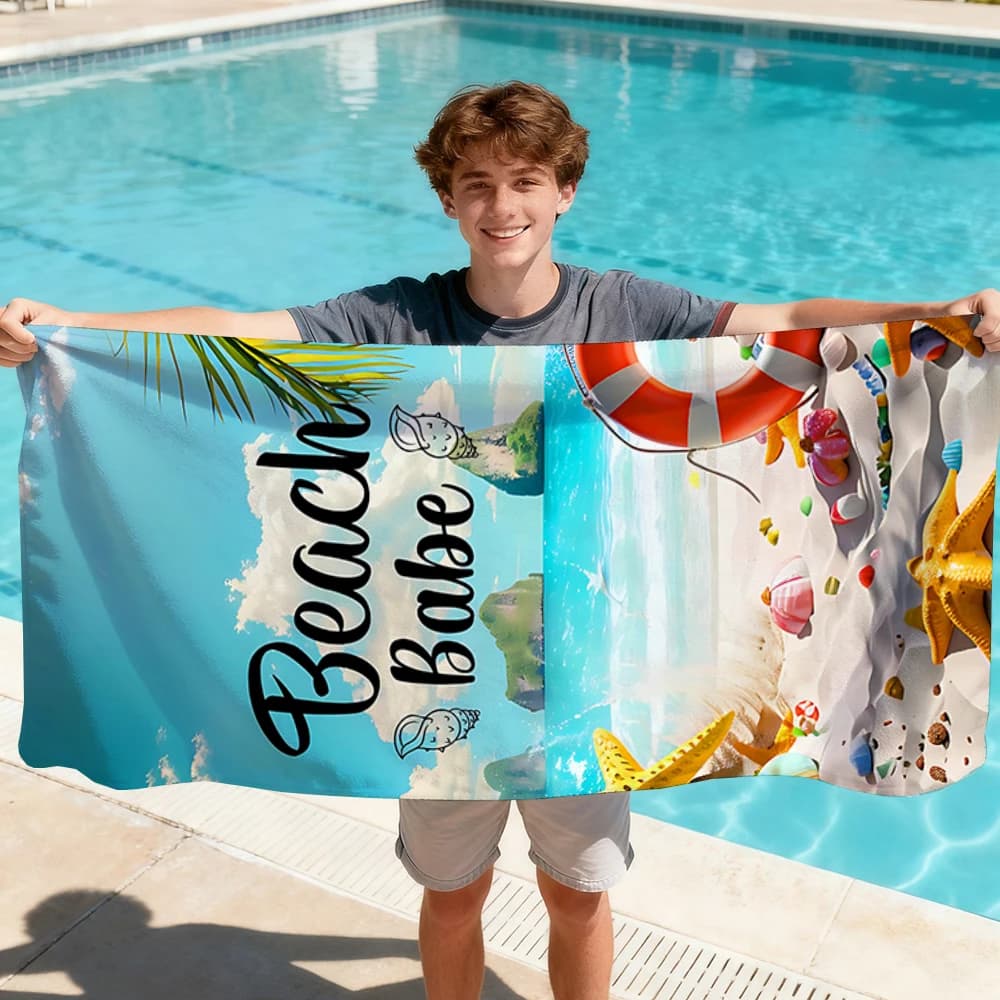 Asciugamano da spiaggia con elementi estivi kawaii, asciugamani da bagno per il corpo, sauna, viaggi, spa, accessori da bagno, spiaggia, campeggio, picnic