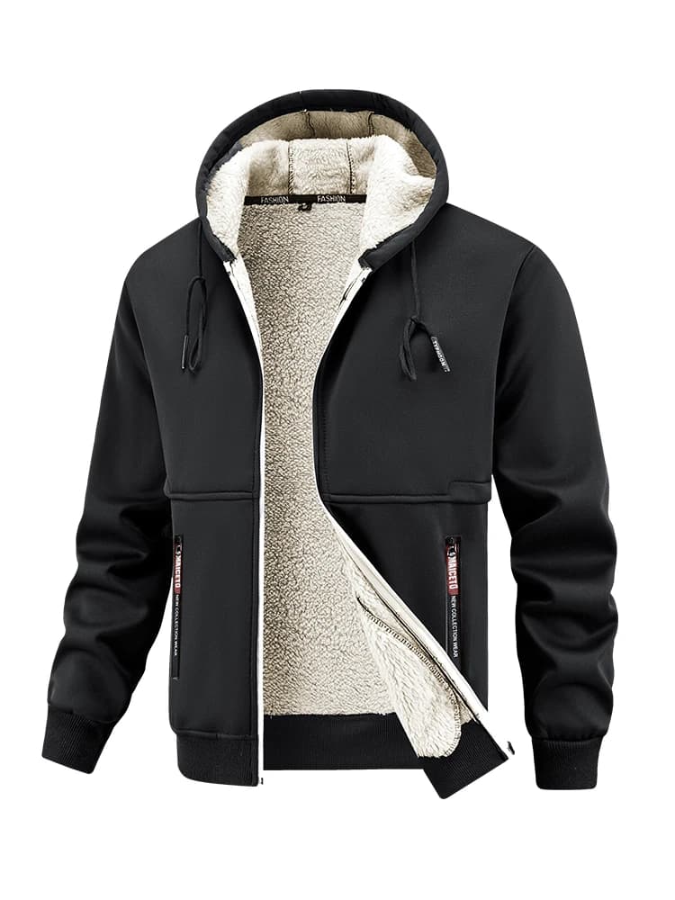 Cappotto spesso in pile di agnello nuovo inverno europeo Giacca da uomo con cappuccio spesso per sport all'aria aperta e tempo libero