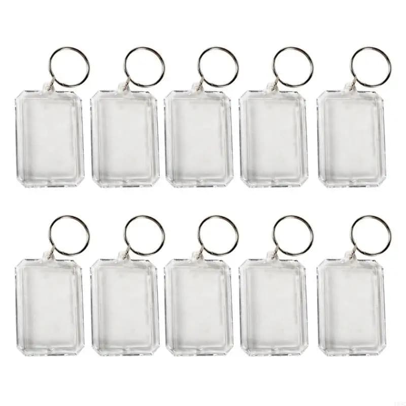 195C 10Pcs Acrylic Photo Frame Keychain Clear Picture Keychain Acrylic Photo Keychain