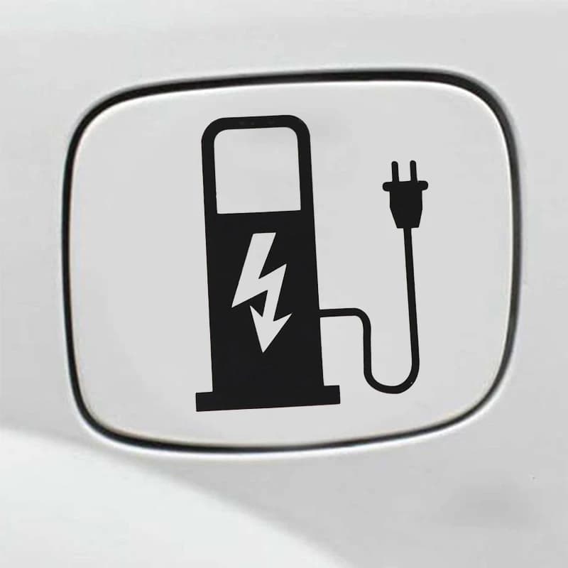 12*10 cm EV Electric Vehicle Wall decal For auto Decalcomania Funny Truck Charger Charging Car Decoration Black White