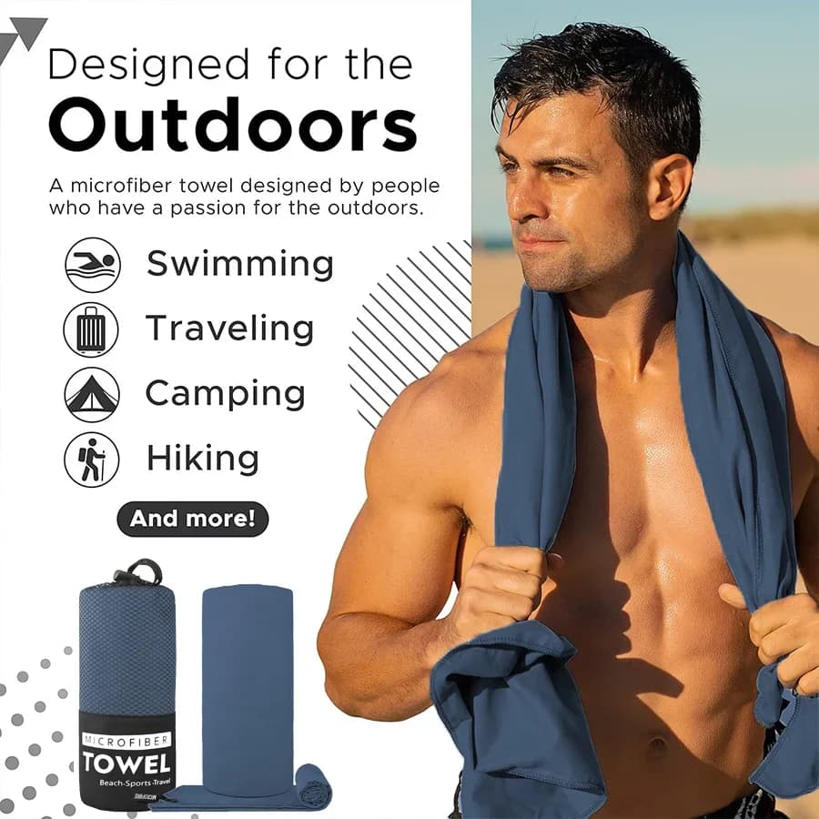 Asciugamano ad asciugatura rapida per sport all'aria aperta e fitness da 1 pezzo / Asciugamano ad asciugatura rapida assorbente del sudore / Asciugamano da trekking all'aperto / Asciugamano da viaggio morbido