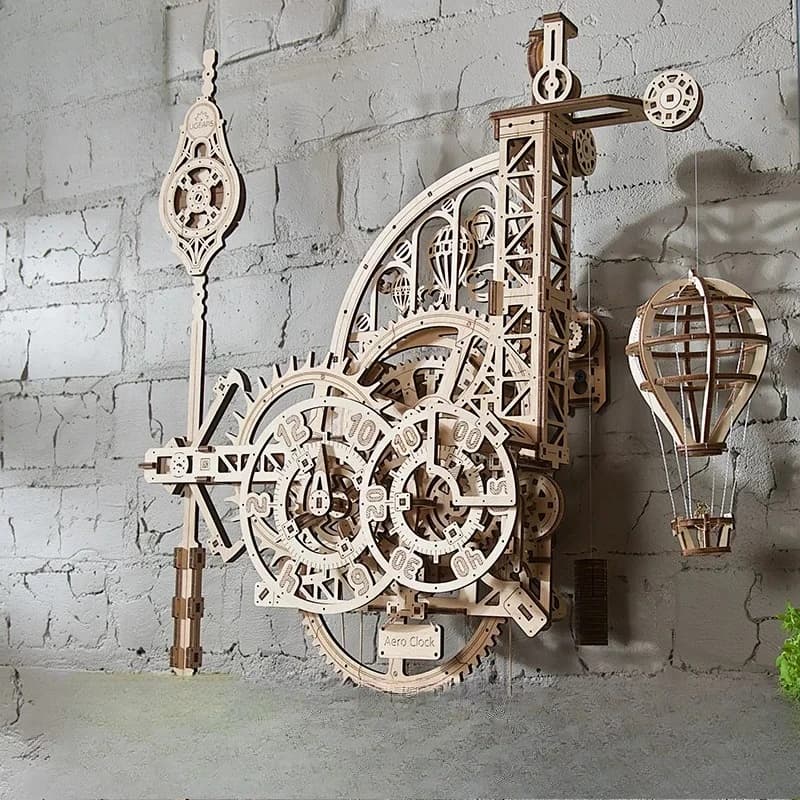 Orologio da aviazione in legno importato, puzzle 3D tridimensionale, blocco da costruzione, ornamento, regalo di compleanno, decorazione da parete antistress