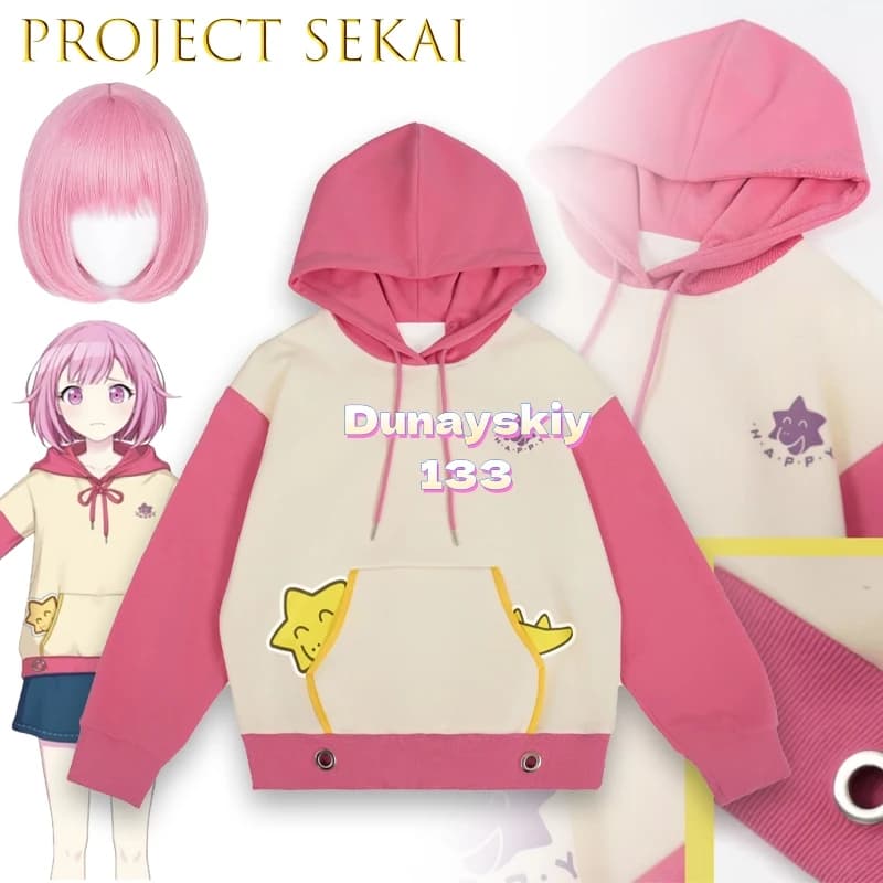 Otori Emu Project Sekai Cosplay Felpa con cappuccio rosa Elegante abito anime Donna Uniformi da gioco per feste di carnevale di Halloween