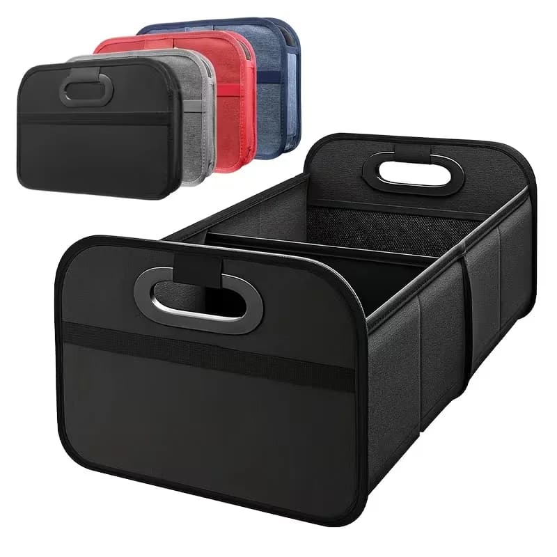 Foldable Portable Car Trunk Storage Box with Side Net Car Truck Trunk Organizer for Space‑Saving Auto Cargo Storage Container
