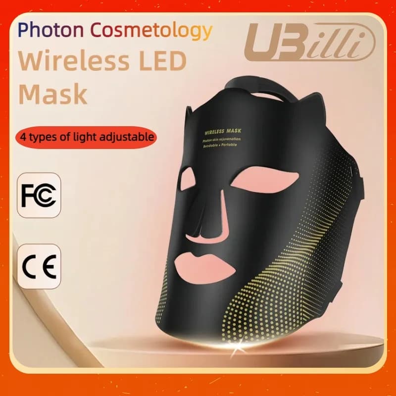 Maschera per il rifornimento dei fotoni 240 perline lampada Materiale siliconico 7 colori Maschera per il viso a LED Photon Skin Regolazione wireless Bellezza