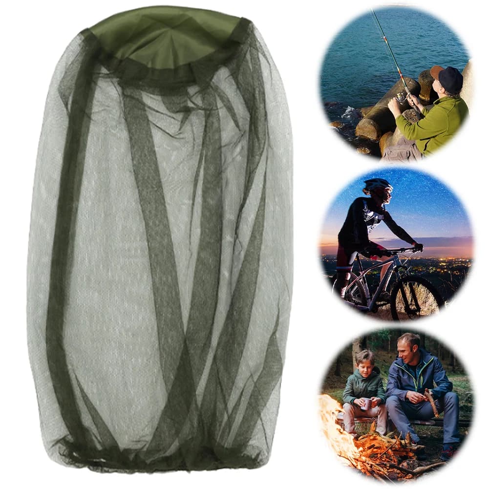 1/2 PCS Mesh Head Net Breathable Insect Gnat Head Cover Midge Net Hat Head Cover for Outdoor Hiking Camping Walking Fishing