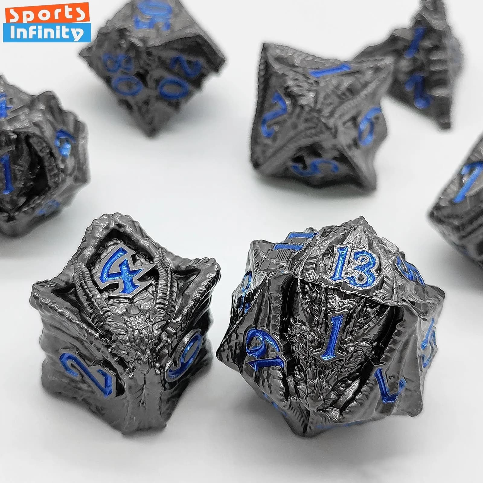 7pcs/set Metal Digital Dice DND COC Running Group TRPG Polyhedral Dice for Entertainment Cthulhu Board Game Number Dice Set