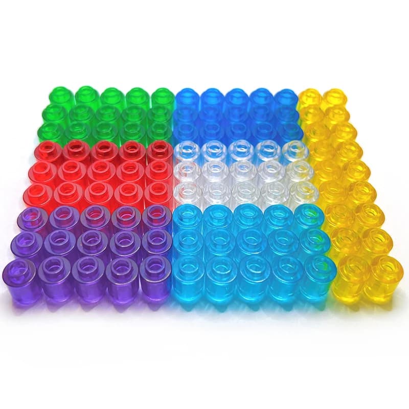 Mattone trasparente 1x1 rotondo con perno aperto colorato Building Block MOC parti giocattoli per bambini compatibili 3062/30068 100 pz/lotto