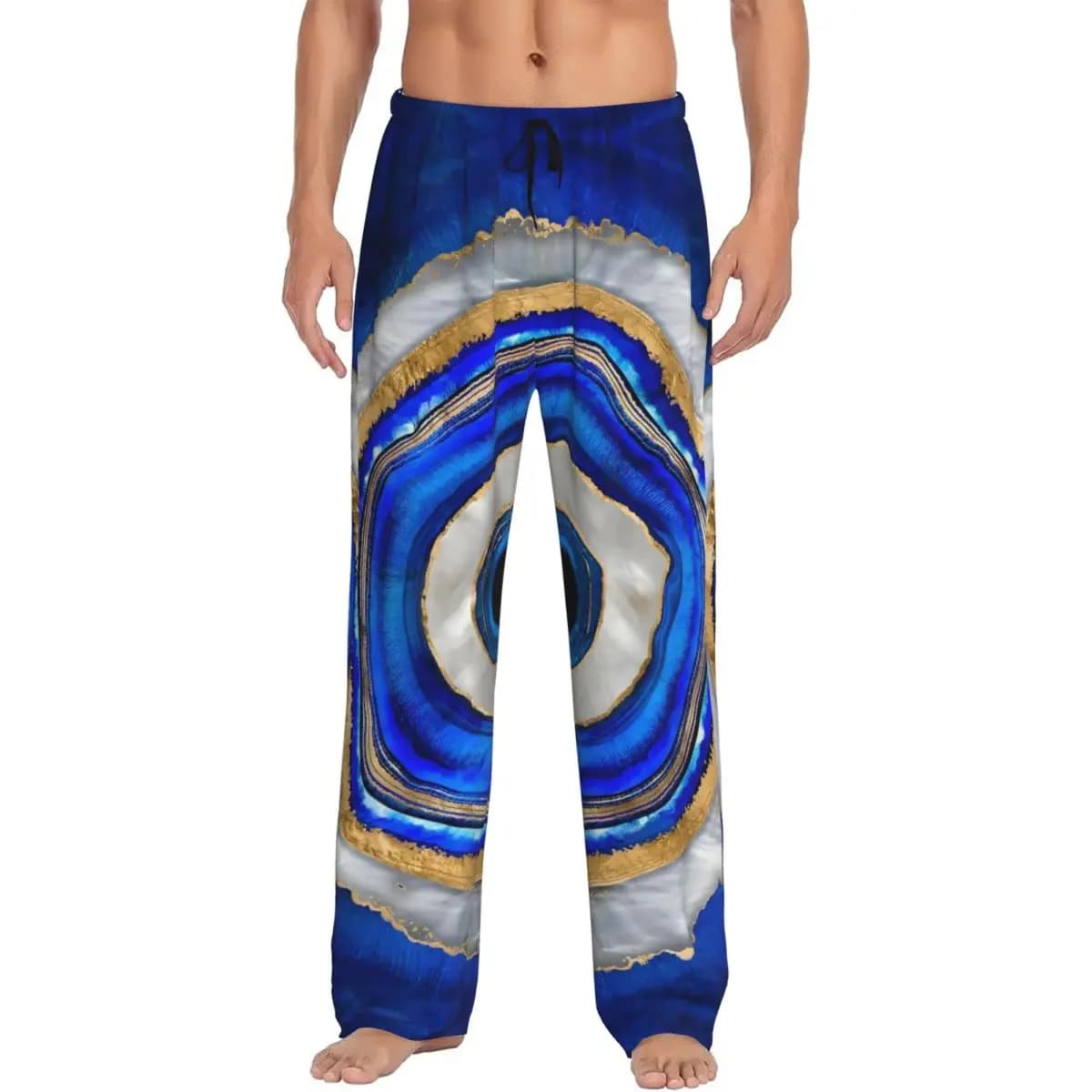 Pantaloni da pigiama personalizzati Nazar Evil Eye Indumenti da notte Cintura elastica da uomo Simbolo Amuleto Pantaloni da notte con tasche