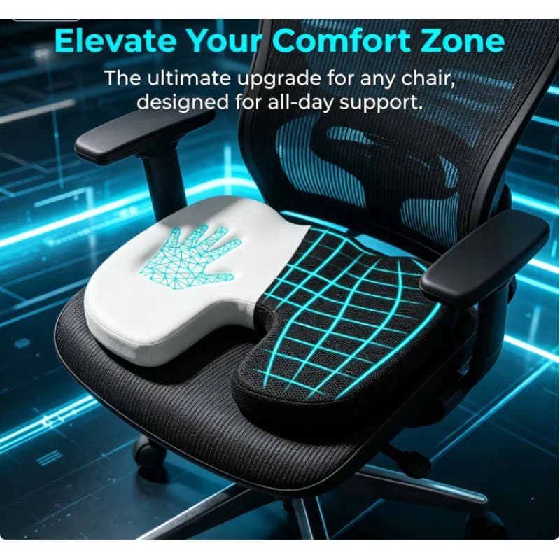 Cuscino Ergonomico in Memory Foam per Sedia da Ufficio, Sollievo da Emorroidi, Comfort per Sedute Prolungate, Supporto per Fianchi per Studenti
