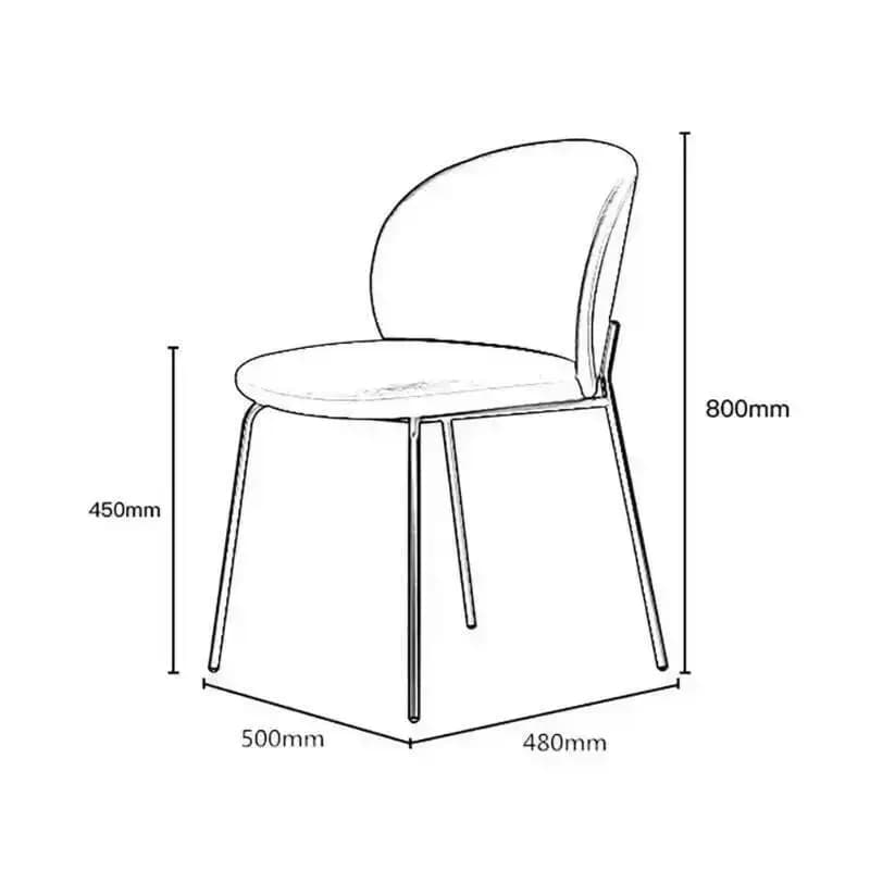 Set di 2 sedie da pranzo comode con gambe in metallo imbottite, sedie da pranzo nordiche per soggiorno, sedie estetiche per camera da letto, mobili