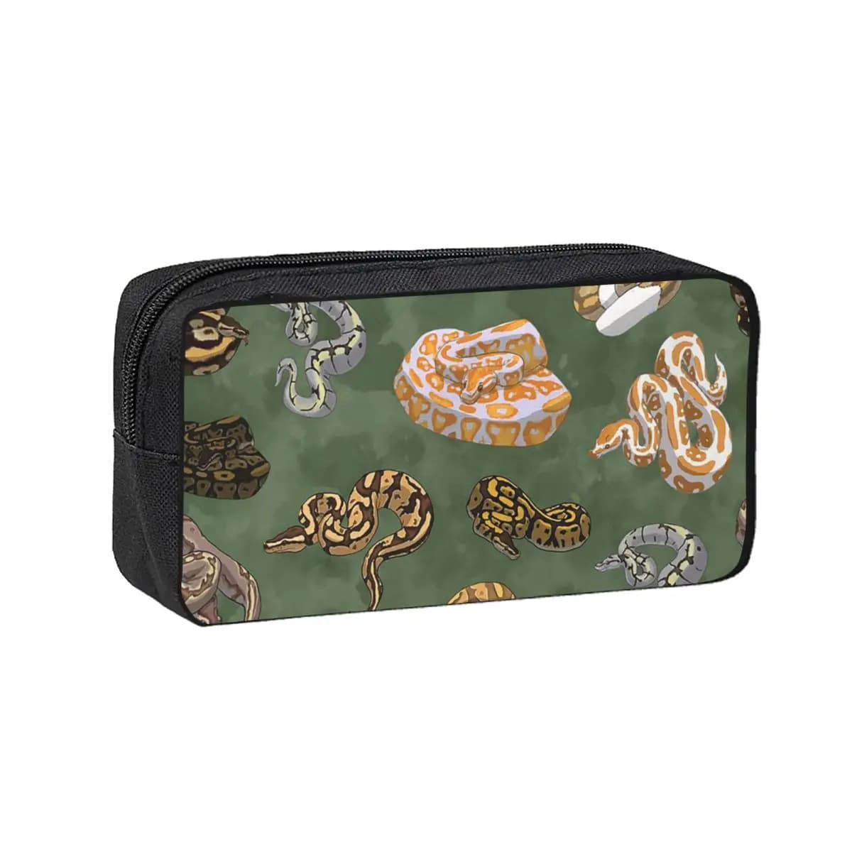 Ball Python Morphs Pattern Moss Green Pencil Cases Student School Pen Box Pencil Bag Pencil Pouch Storage Stationery Supplies
