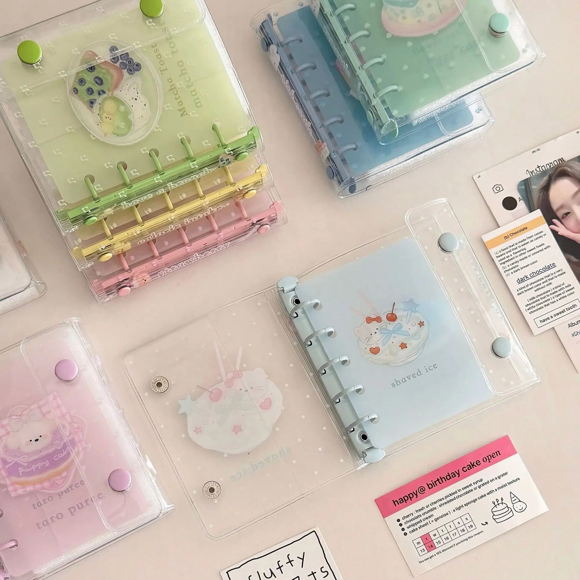 Glitter 5-Hole Transparent Colored Binder Cover Journal Sketchbook Accessories Diary Office Supplies
