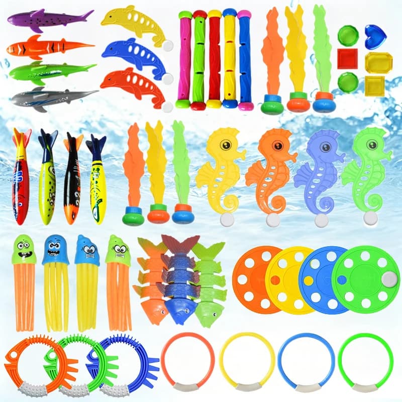 Swimming Pool Diving Toys Treasure Hunt Diving Set Torpedo Fish Water Rings Dolphin Inflatable Swimming Pool Accessories TMZ