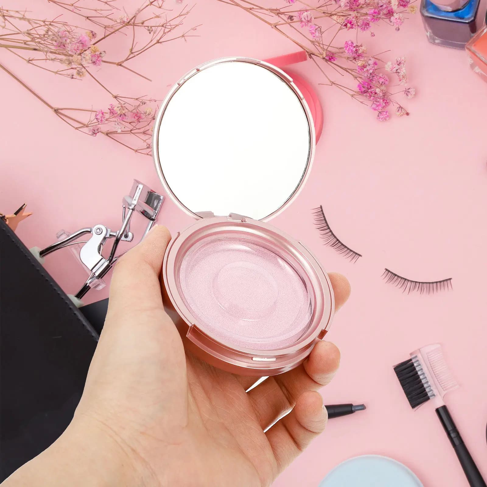 Set di 6 Scatole Rotonde per Ciglia con Specchio Trasparente, Porta Ciglia in Cartoncino, Organizzatore per Ciglia Finte, Regalo per Donne e Ragazze