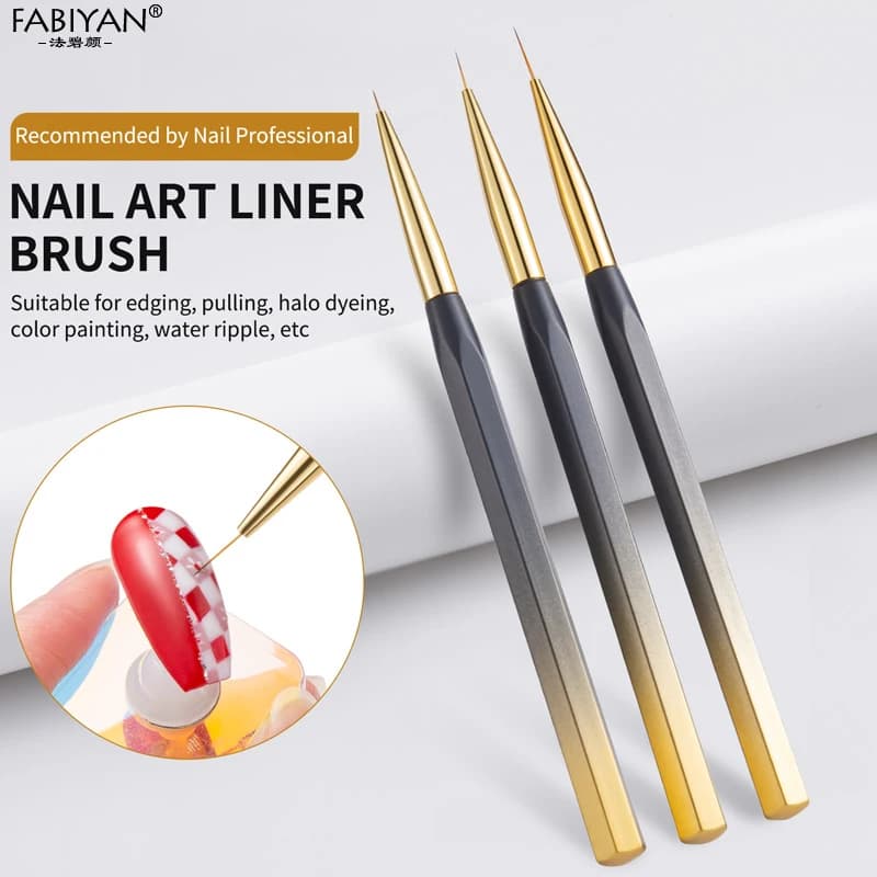3/9/11mm Nail Art Liner Brush French Stripe Line Wave Painting Drawing Pen Manicure UV Gel Brushes Tools