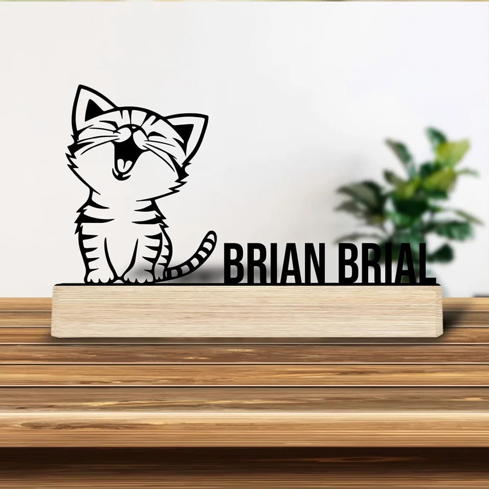 1pc Personalized Metal Artwork Customizable Content Equipped with Wooden Base Home and Office Decorations,Christmas Gifts