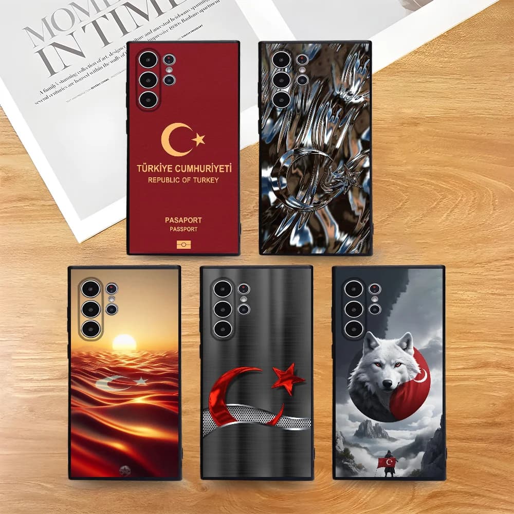Custodia per passaporto con bandiera della Turchia per Samsung Serie S S21 S22 S23 S24 S25 FE Plus Custodia ultra in TPU morbida per la pelle