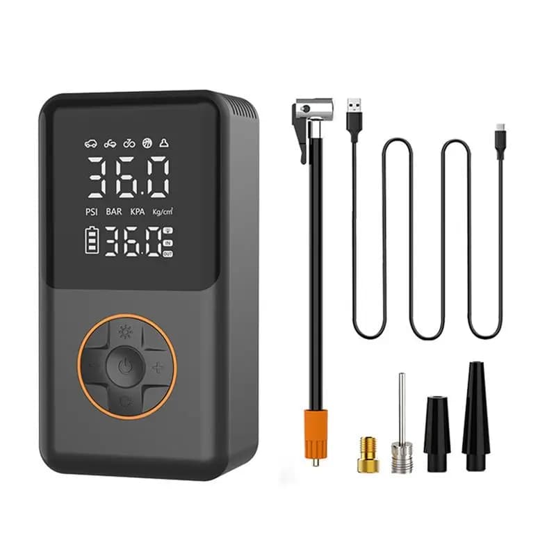 Compressore d'aria per auto A79E-100W 150PSI, pompa elettrica portatile per gonfiaggio pneumatici auto, moto e biciclette.