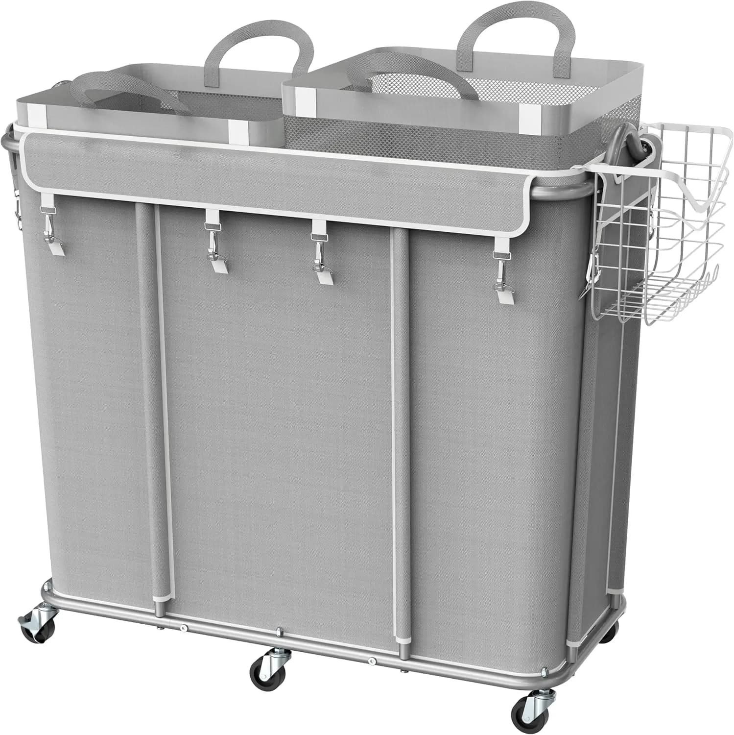 Trolley Extra Large 2 Sections with Wheels, 265L (70 Gallons) – Removable 2 Sacchi and 6 Wheels –