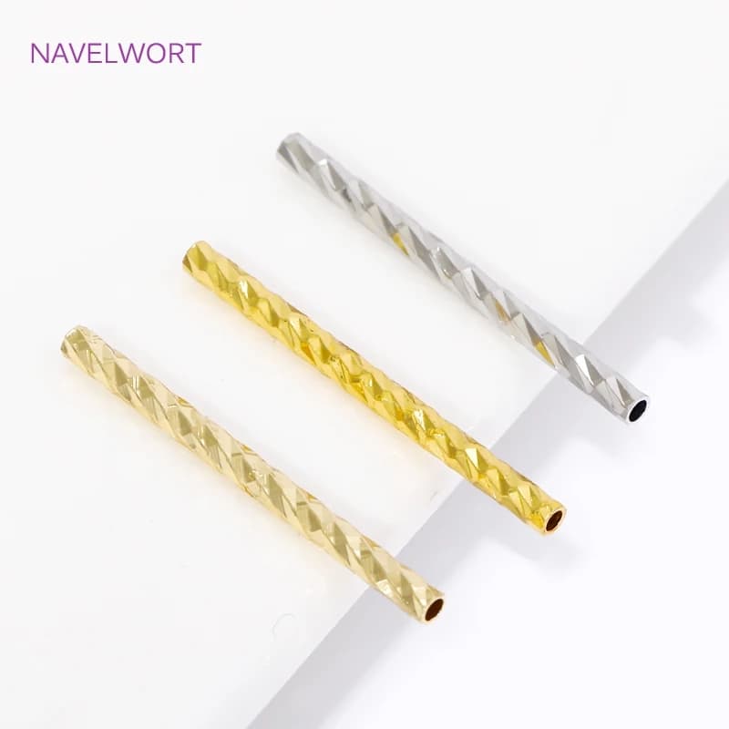 Perline distanziatrici a tubo a strisce da 10/15/20 mm, in ottone placcato oro 18K, perline a tubo lungo dritte per accessori fai da te per la creazione di braccialetti e gioielli