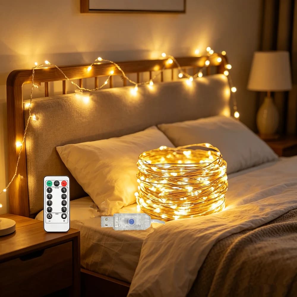Luci a LED USB per Decorazioni Matrimoniali con Telecomando, Ghirlanda Luminosa a 8 Modalità per Albero di Natale, Casa e Stanza