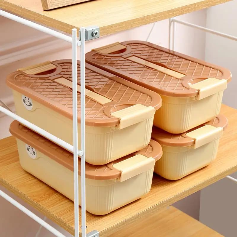 [MOA] Scatole di Plastica Impilabili con Coperchi, Contenitori Organizzatori dal Design Carino per Cucina e Bagno[MOA]