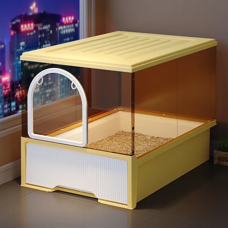 Nuova Lettiera per Gatti Completamente Chiusa con Cassetto Extra Large, Toilette Anti-Schizzi e Anti-Odore, Anti-Tracciamento per Gattini e Gatti Adulti