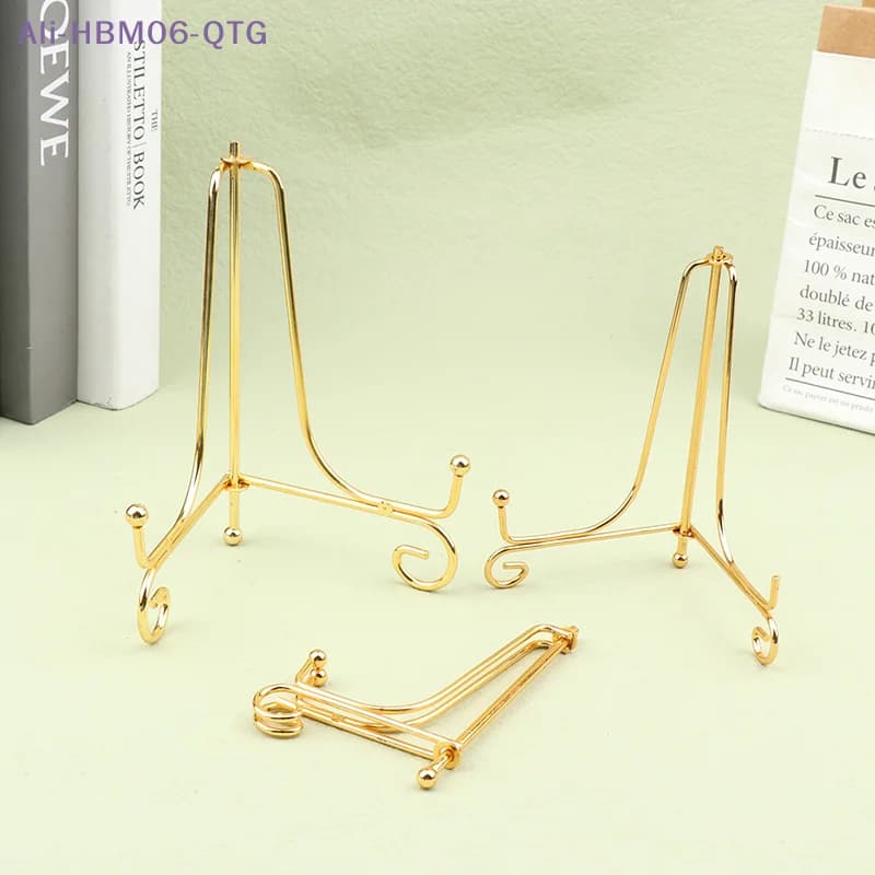 NEW Gold Iron Display Stand Craft Bracket Book Holder Photo Pedestal Bowl Dish Frame Picture Plate Rack Easel Storage Decoration