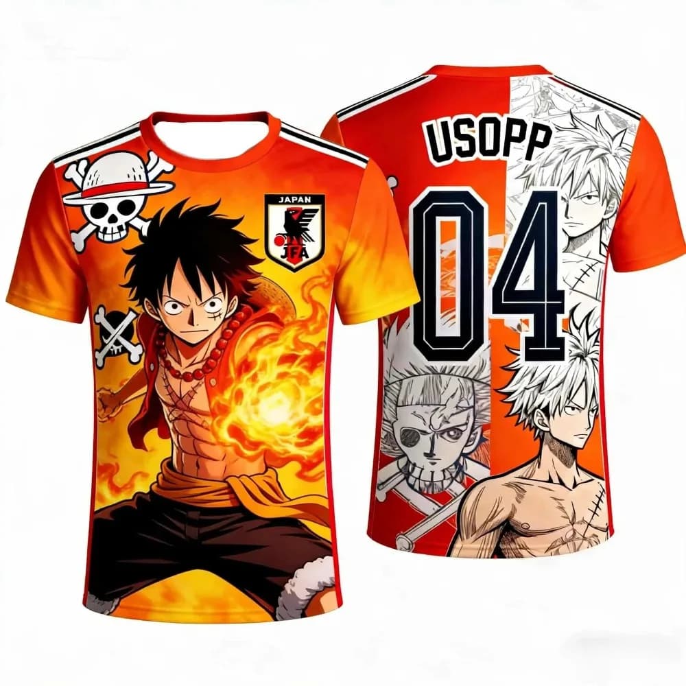 Nuova Maglietta Estiva 2026 Bandai Anime One Piece Luffy, T-shirt Casual alla Moda Traspirante, Giacca Sportiva Unisex