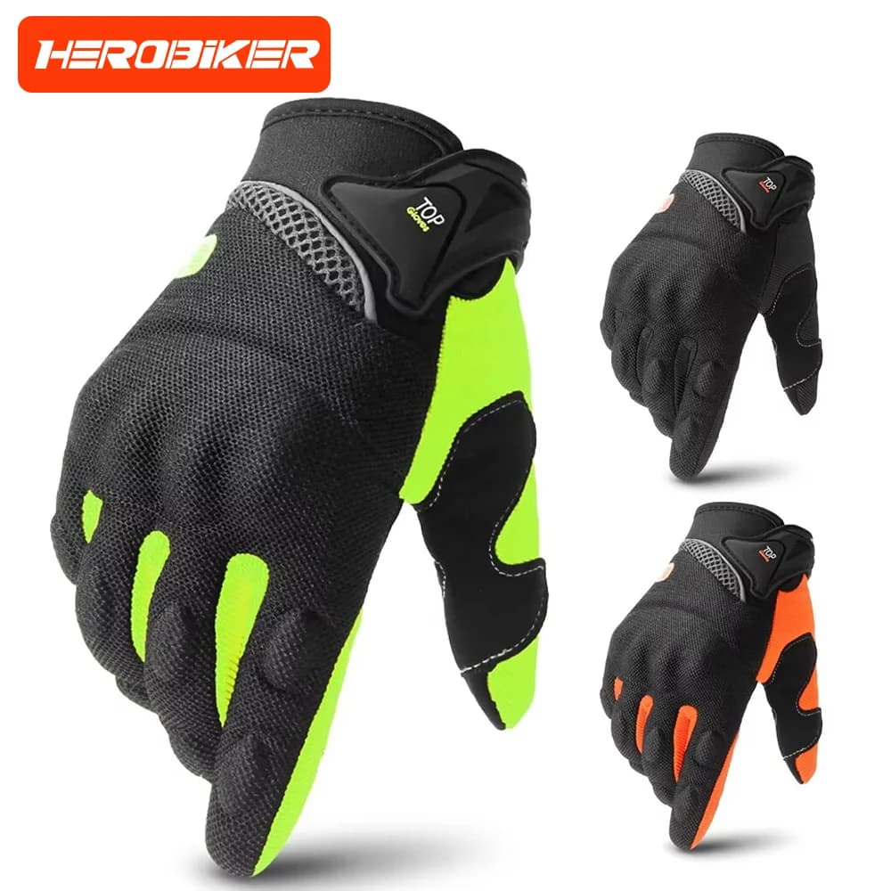 Guanti da corsa traspiranti per moto Guanti da moto con dita intere Guanti da corsa per touch screen in rete traspirante per moto da motocross