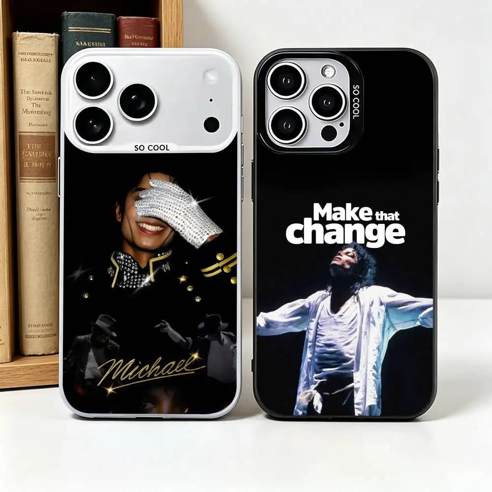 King of Pop -Michael-J- Jackson Phone Case For IPhone17 11 12 13 14 15 16 Pro Max Plus Cover Colored Silver Funda Bumber