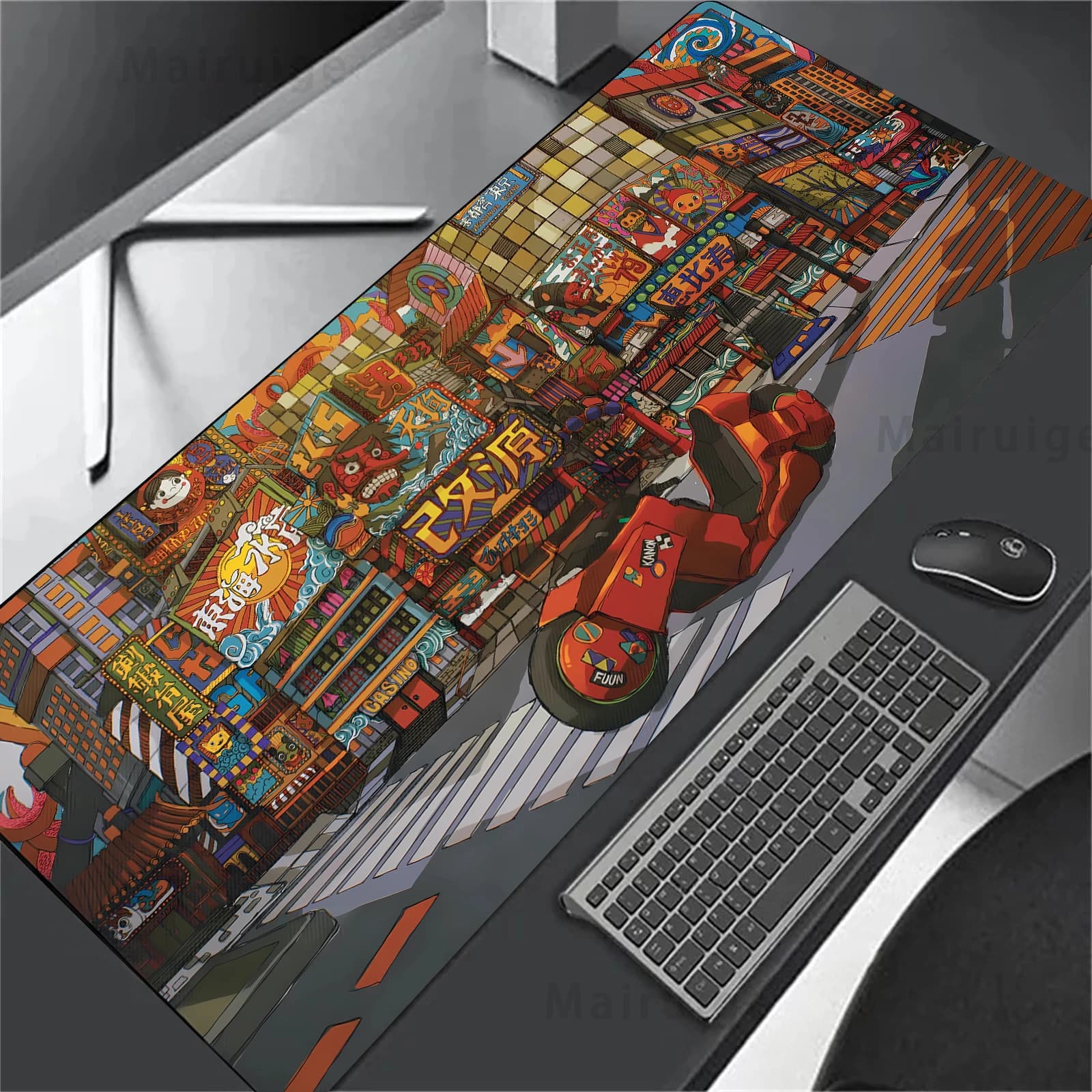 Grande tappetino per Mouse giapponese Street Pc Gamer samurai computer fai da te Desk Pad Setup accessori da scrivania Mousepad Gaming Desk Interior