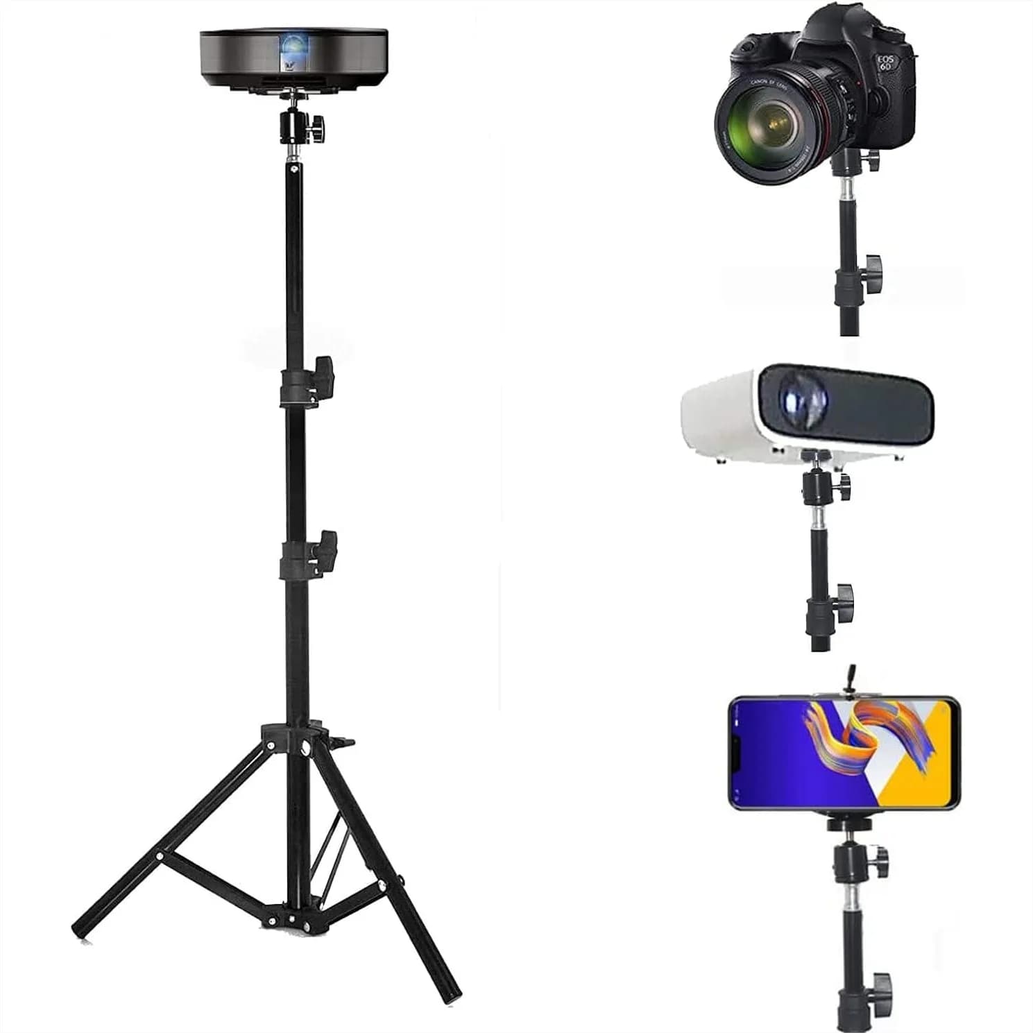 Supporto da Pavimento per Proiettore, Treppiede Portatile per Proiettore, Fotocamera, Webcam, Regolabile 18-40", Pieghevole e Leggero