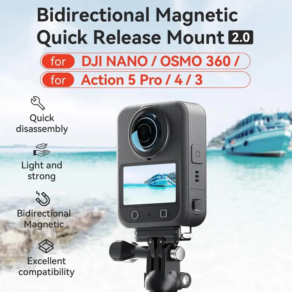 For DJI NANO/OSMO 360/Action 5 Pro/4/3 Quick Aluminum Alloy Accessories Release Cameras Quick Release of Base Action Mount Mag P1G9