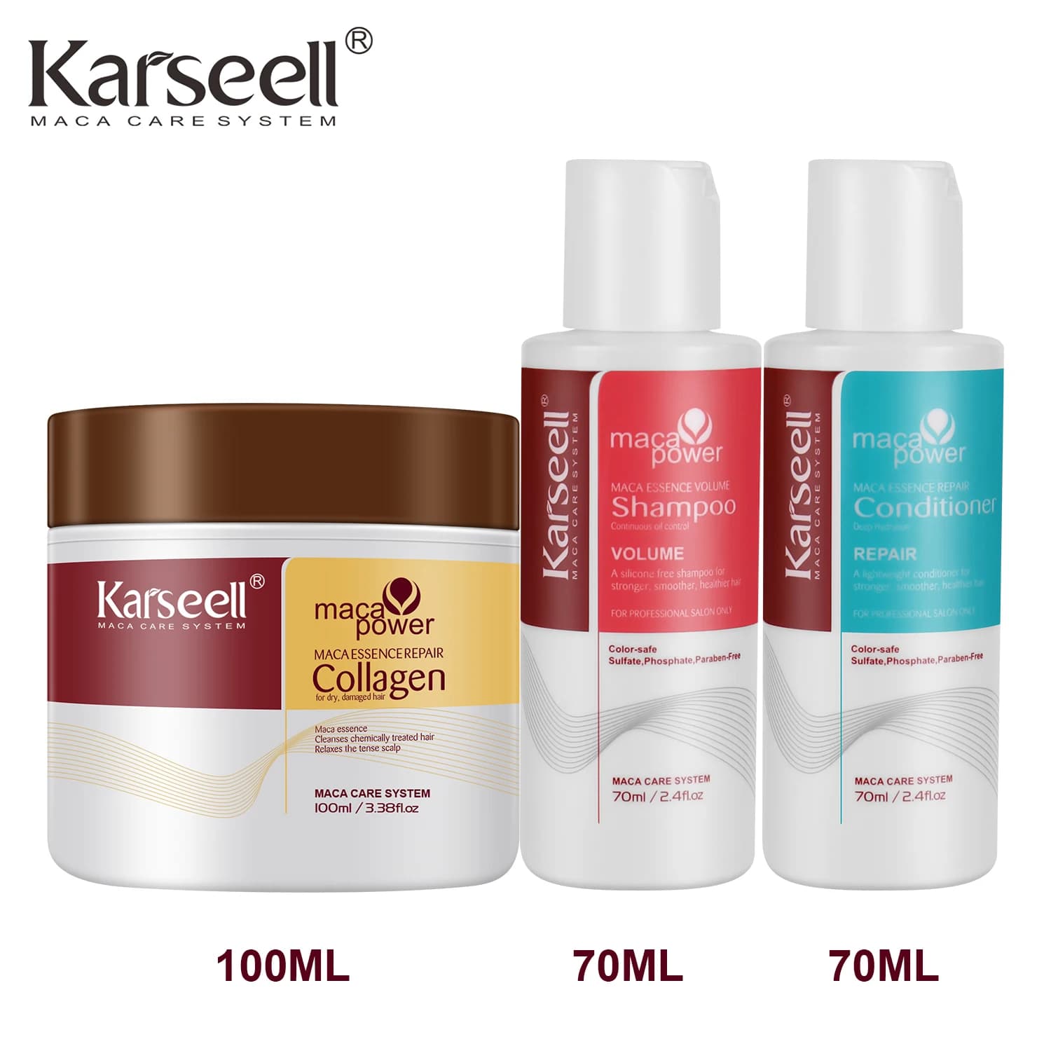 Karseell Treatment for collagen hair Deep repair Conditioning, Shampoo and balm Hair mask Set for dry and damaged hair