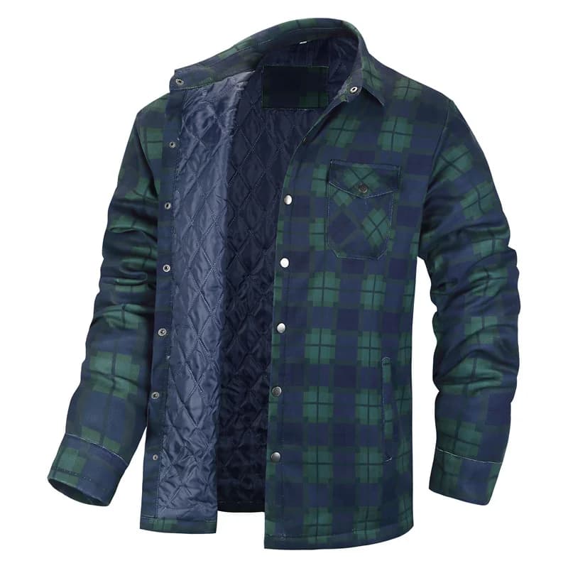 Men's Winter Men's Shirt Green Square Shirt Casual Long Sleeved Jackets Big and High Size Quilted Jackets EUR/use S-5XL