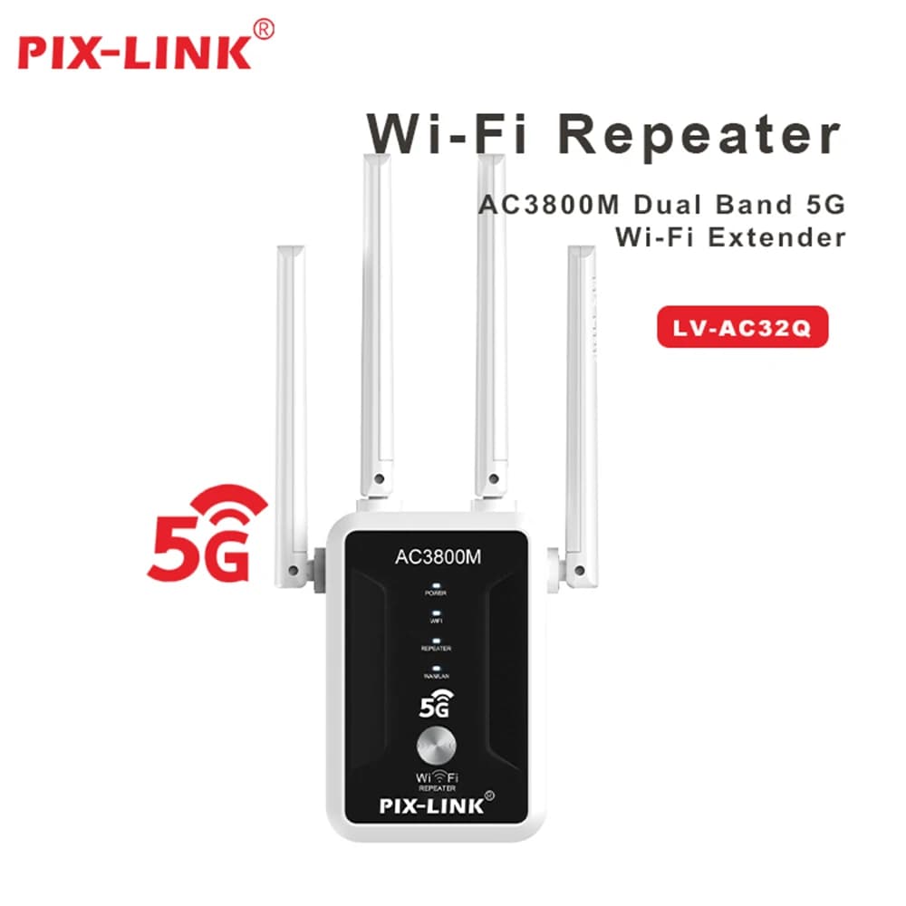 PIX-Link 1200Mbps Wireless WiFi Dual-Band Repeater Wifi Signal Booster 5G Extender 802.11ac Gigabit WiFi Amplifier Router AC32Q
