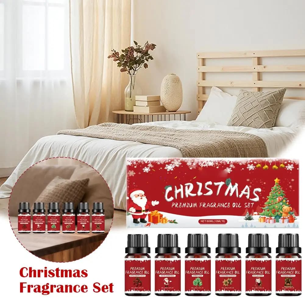 Set regalo di fragranze premium natalizie di lusso, 6 fragranze, olio diffusore per aromaterapia, per regali natalizi per la casa e l'ufficio