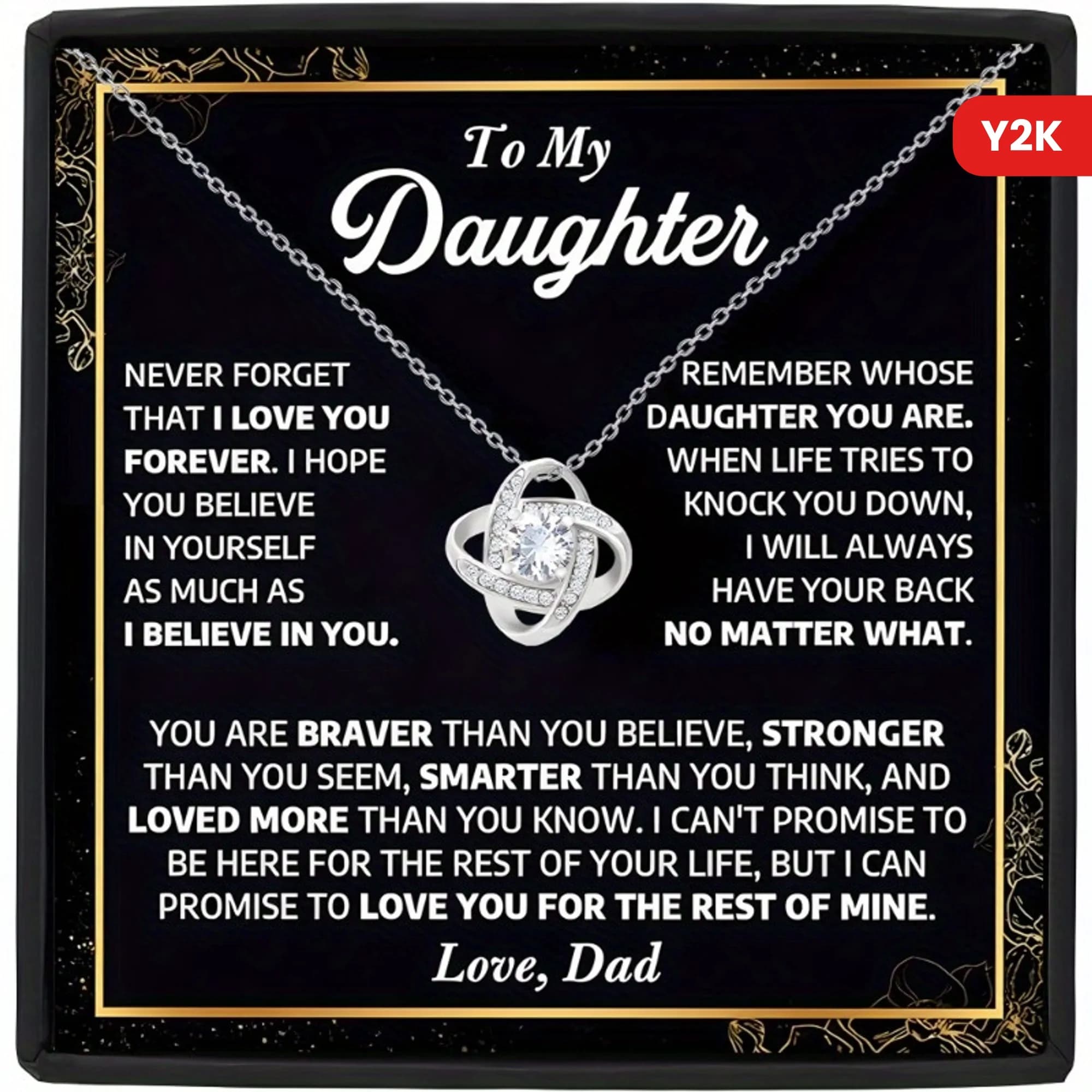 Collana con nodo a cuore in confezione regalo Regalo pensativo da padre a figlia per il compleanno di San Valentino