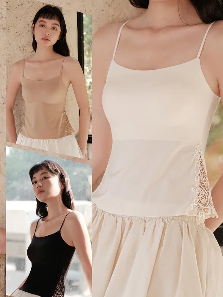 Sustainable Linen Lace Insert Strapless Bralette Invisible Underwear Women's Summer Moisture Wicking U-Neckline Regular Length