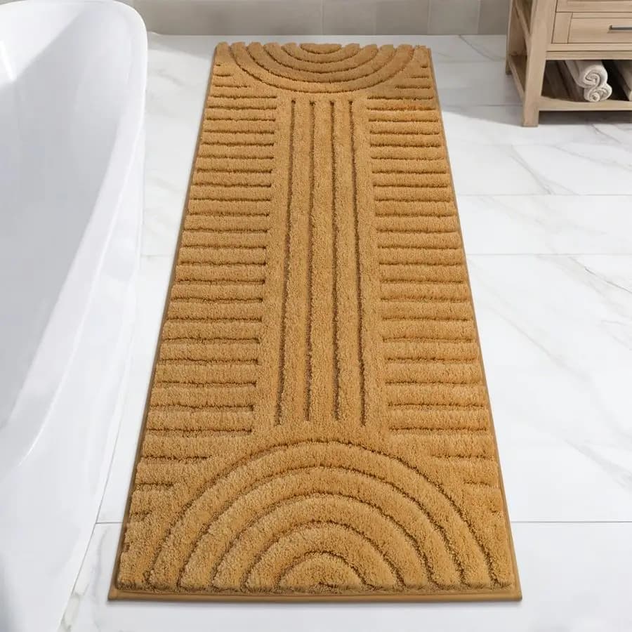 Tappeti da Bagno Super Morbidi 24x60, Antiscivolo, Stile Boho, in Microfibra Assorbente, Lavabili in Lavatrice