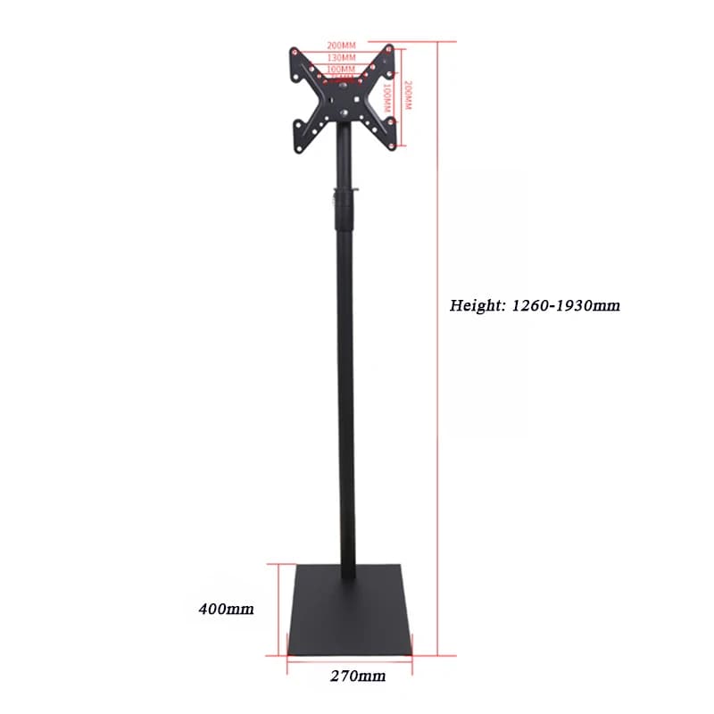 Supporto da pavimento per carrello TV universale Supporto per monitor LCD senza perforazione regolabile sull'elevato per TV LCD LED da 10"-32"
