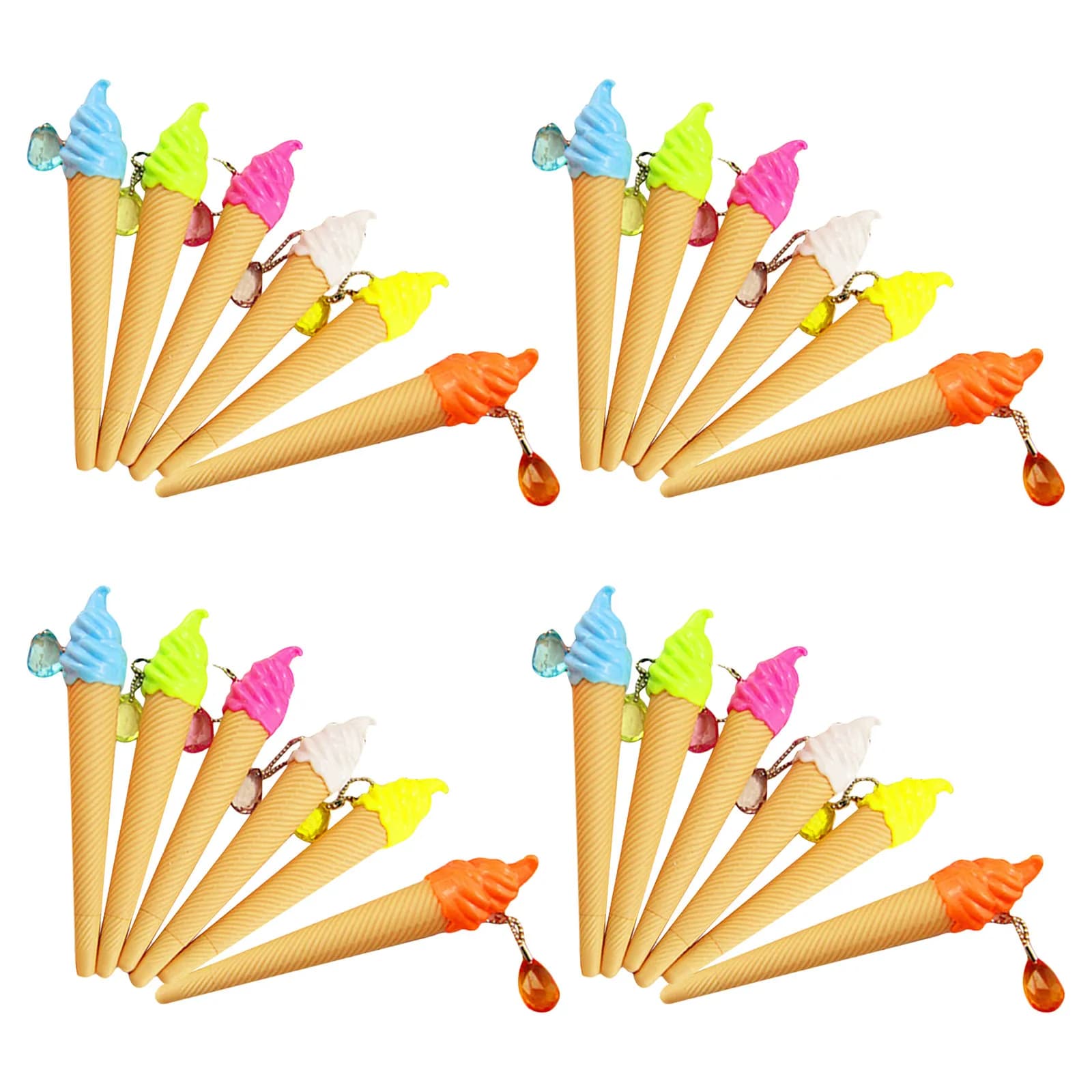 24 penne a sfera a forma di gelato, simpatiche penne a inchiostro gel con cartoni animati, impugnatura comoda antiscivolo per studenti, scuola e ufficio