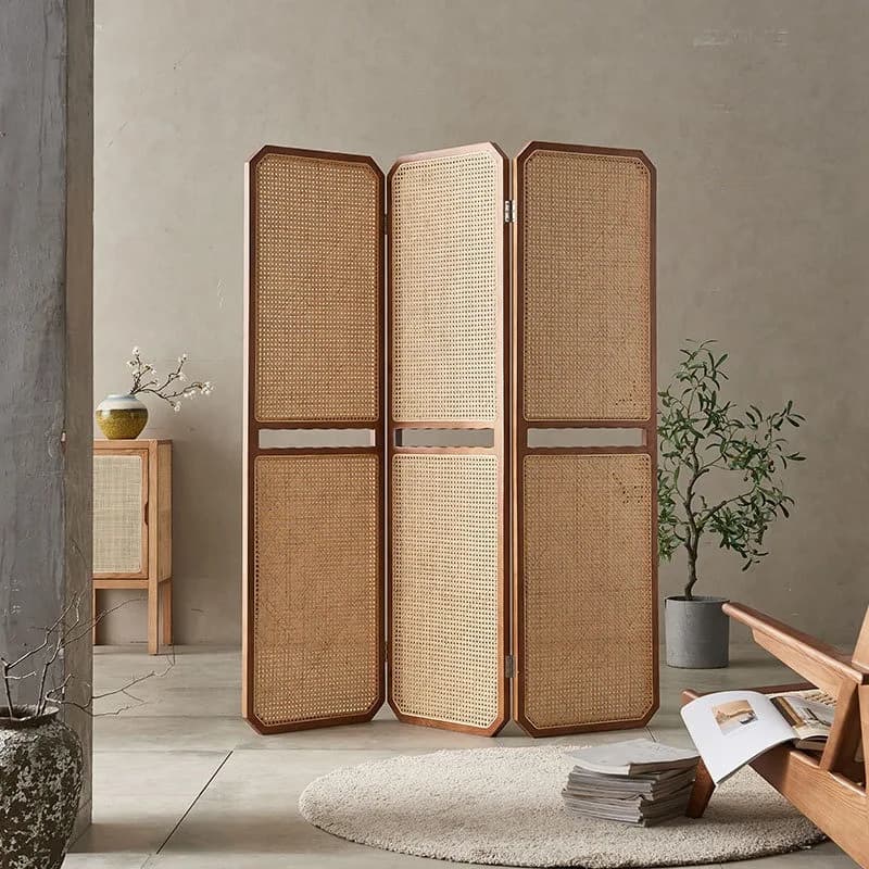 Schermo in legno massello divisorio mobile pieghevole in rattan blocco ingresso soggiorno nuovo schermo pieghevole per decorazione porta cinese