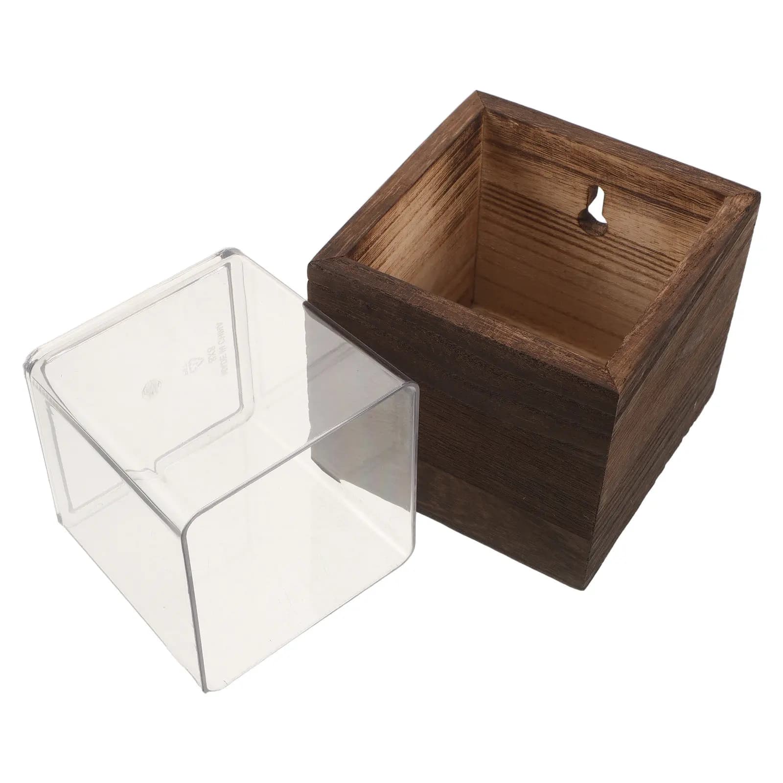 Wood Wall Planter Natural Hanging Plant Pot 3.9x3.9x3.5 Inches Farmhouse Style Wall Mounted Wooden Vase for Flowers Greenery